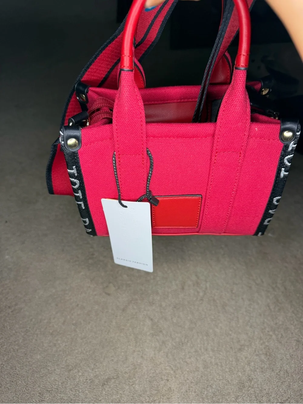 Red Canvas 'THE TOTEBAG' Structured Crossbody Tote